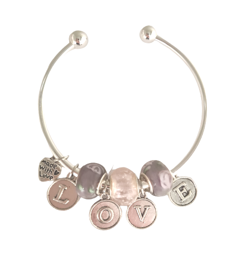 Kelzig Ladies Solid Open Cuff Bangle - Pink Valentines
